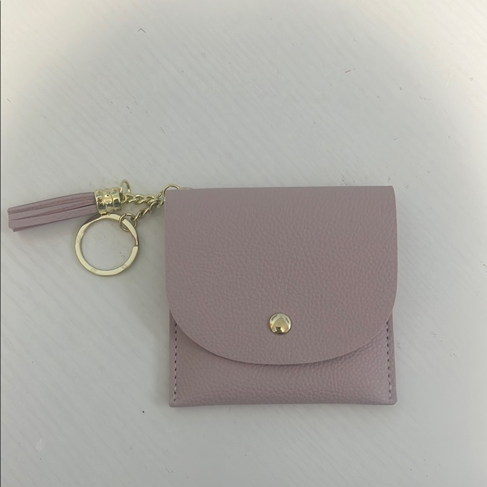 Elegant Pink Leather Keychain Wallet